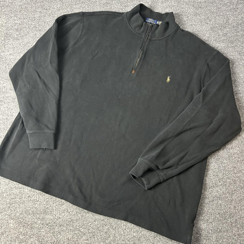 Polo Ralph Lauren Sweatshirt Mens 3XLT Black 1/4 Zip Big & Tall Mock Neck